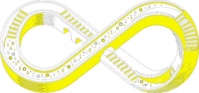 Sistema de IA: infinito imposible con bits de datos fluyendo